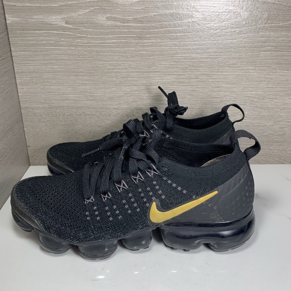 Nike Air Vapormax FlyKnit 2 Metallic Gold Black 2018 Women Size 7 942843-012 - Picture 8 of 10